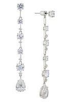 Nadri Cora Cubic Zirconia Front/Back Linear Drop Earrings in Rhodium at Nordstrom