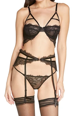 Oh La Cheri Underwire Bra, Thong Garter Belt Set at Nordstrom,