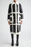 Stand Studio Patrice Faux Leather Coat with Shearling Trim Black/Off White at Nordstrom, Us