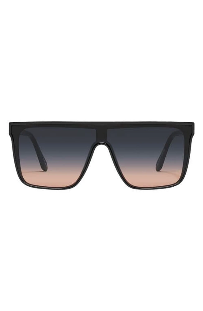 Quay Australia Nightfall 49mm Gradient Shield Sunglasses in Black/Black Fade Coral at Nordstrom