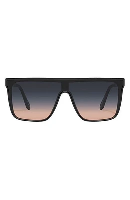 Quay Australia Nightfall 49mm Gradient Shield Sunglasses in Black/Black Fade Coral at Nordstrom