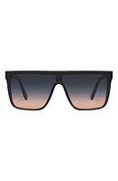 Quay Australia Nightfall 49mm Gradient Shield Sunglasses in Black/Black Fade Coral at Nordstrom