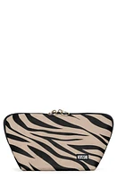 KUSSHI Signature Zebra Print Makeup Bag in Zebra Beige/Fuschia at Nordstrom