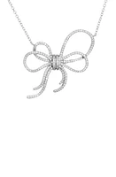 SAVVY CIE JEWELS Cubic Zirconia Bow Pendant Necklace in White at Nordstrom