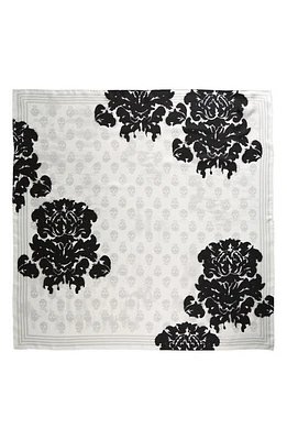 Alexander McQueen Floral Skull Silk Square Scarf in Ivory/Black at Nordstrom