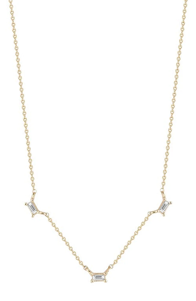 Dana Rebecca Designs Three Diamond Baguette Station Necklace in Yellow Gold at Nordstrom, Size 18