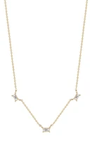 Dana Rebecca Designs Three Diamond Baguette Station Necklace in Yellow Gold at Nordstrom, Size 18