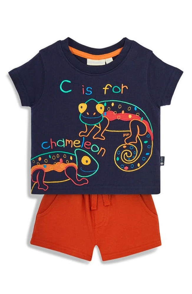 JOJO MAMAN BEBE Chameleon Embroidered T-Shirt & Shorts Set Cobalt at Nordstrom,