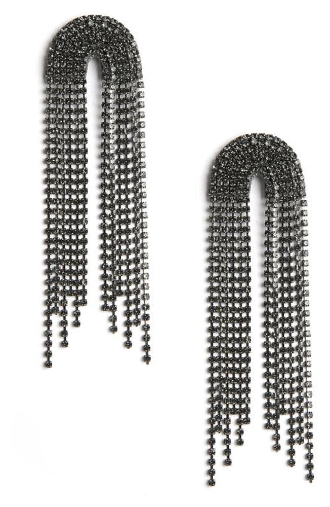 Deepa Gurnani Warren Crystal Drop Earrings in Gunmetal at Nordstrom