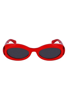 FERRAGAMO Classic Logo 54mm Oval Sunglasses in Transparent Red/Red at Nordstrom