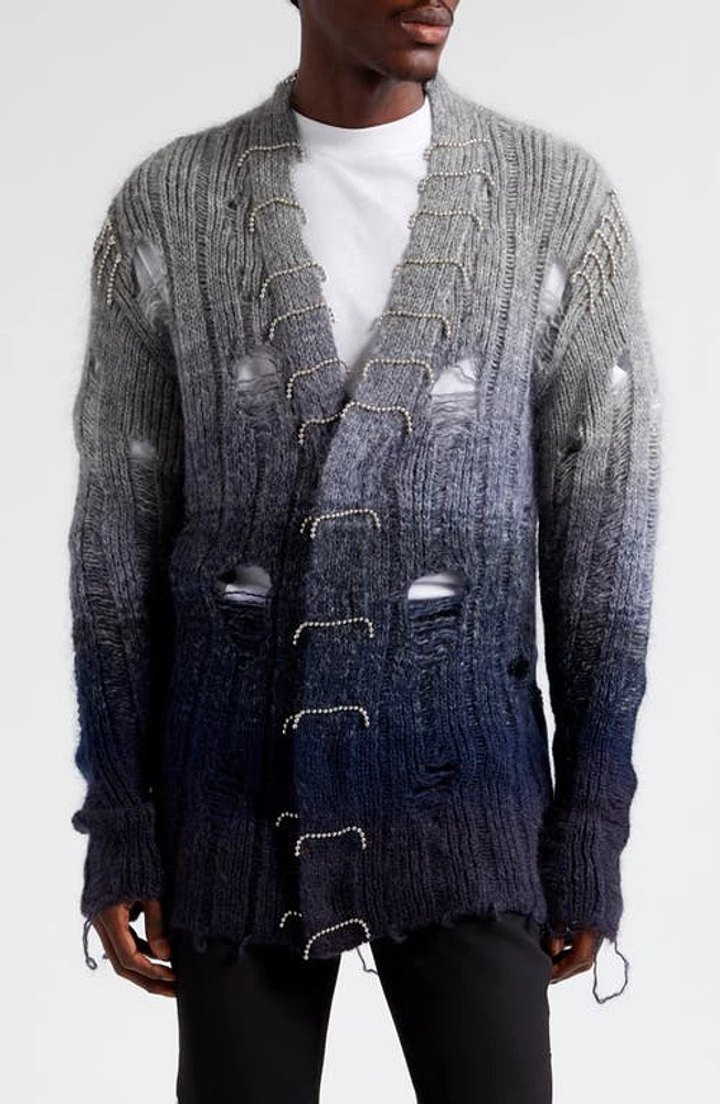 Off-White Punk Dégradé Mohair Cardigan Light Grey at Nordstrom,