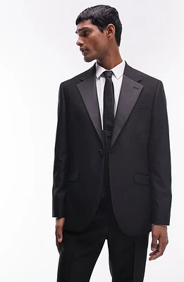 Topman Skinny Tuxedo Jacket Black at Nordstrom, R