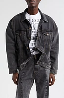 Y/Project Integrated Wire Denim Trucker Jacket Evergreen Vintage Black at Nordstrom,