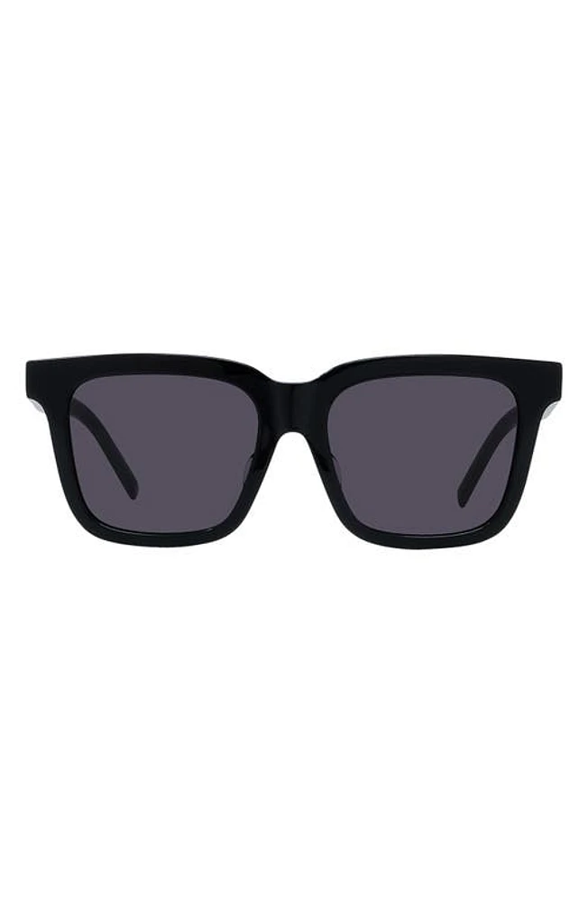 Givenchy GV Day 53mm Rectangular Sunglasses in Shiny Black /Smoke at Nordstrom