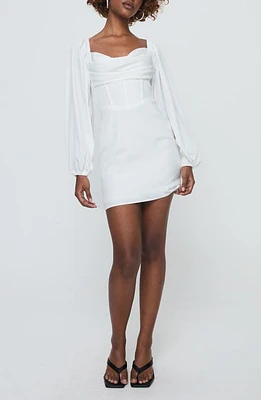 Princess Polly Lillie Long Sleeve Minidress White at Nordstrom,