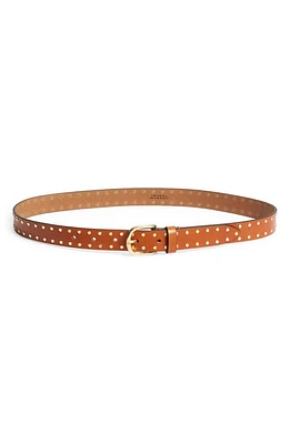 Isabel Marant Zap Stud Leather Belt Natural 23Nl at Nordstrom,