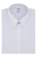 Brooks Brothers Non-Iron Regent Fit Dress Shirt Stpwhtltblue at Nordstrom, 15.5 