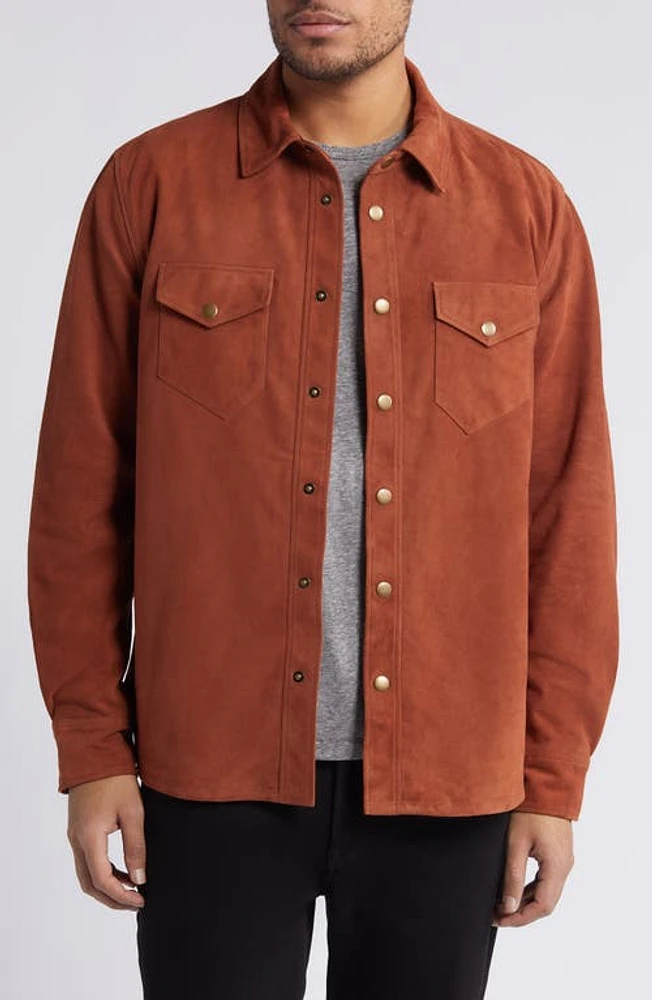 Billy Reid Suede Snap Front Work Shirt at Nordstrom,