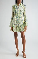 Cinq à Sept Lyra Floral Long Sleeve Ruffle Detail Dress Light Plaster Multi at Nordstrom,