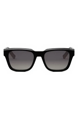 'DiorB23 S1I 53mm Rectangular Sunglasses in Shiny Black /Smoke Polarized at Nordstrom