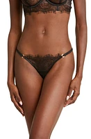 Bluebella Camelia Eyelash Lace & Mesh Thong Black at Nordstrom,