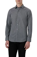 Bugatchi Axel Shaped Fit Geometric Print Stretch Cotton Button-Up Shirt Zinc at Nordstrom,