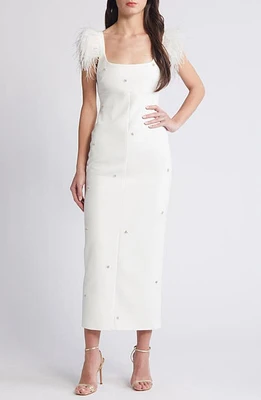 LIKELY Cameron Feather Cap Sleeve Gown White at Nordstrom,