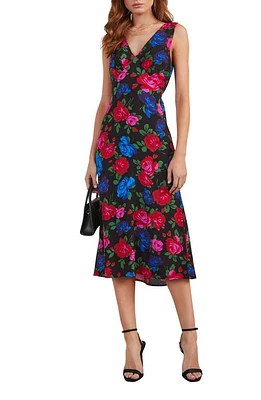 VICI Collection Robbie Floral Sleeveless Satin Midi Dress Multi at Nordstrom,