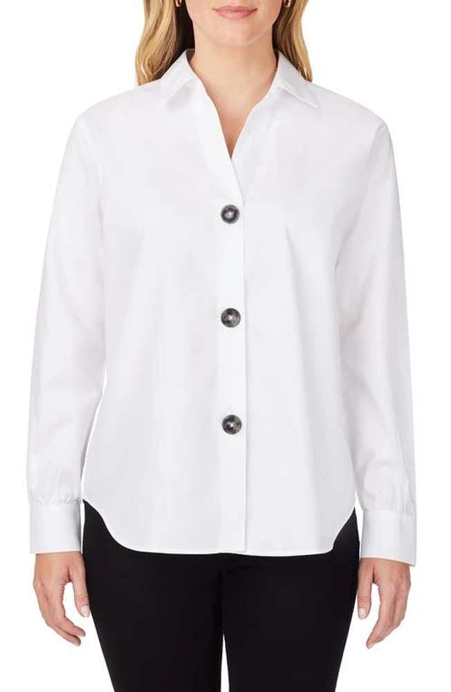 Foxcroft Silva Button-Up Top White at Nordstrom,