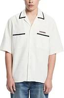 VAYDER Luca Oversize Silk Blend Camp Shirt White at Nordstrom,