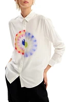 Desigual Cam Ohm Graphic Button-Up Shirt White at Nordstrom,