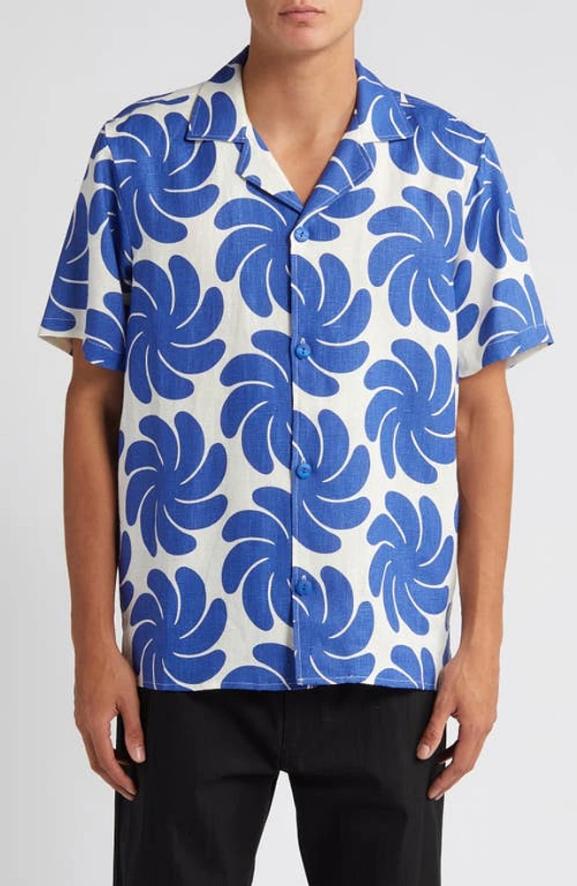 OAS Nebula Linen Camp Shirt Blue at Nordstrom,