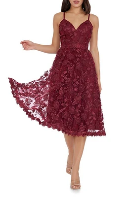 Dress the Population Tahani Floral Embroidered Fit & Flare Midi at Nordstrom,