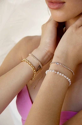 Ettika Set of 4 Crystal & Imitation Pearl Bracelets in Gold at Nordstrom