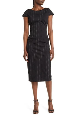 Dress the Population Marcella Pinstripe Sheath Black-White at Nordstrom,