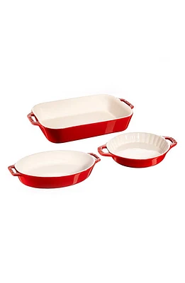 Staub 3-Piece Ceramic Mixed Baking Dishes in Cherry at Nordstrom