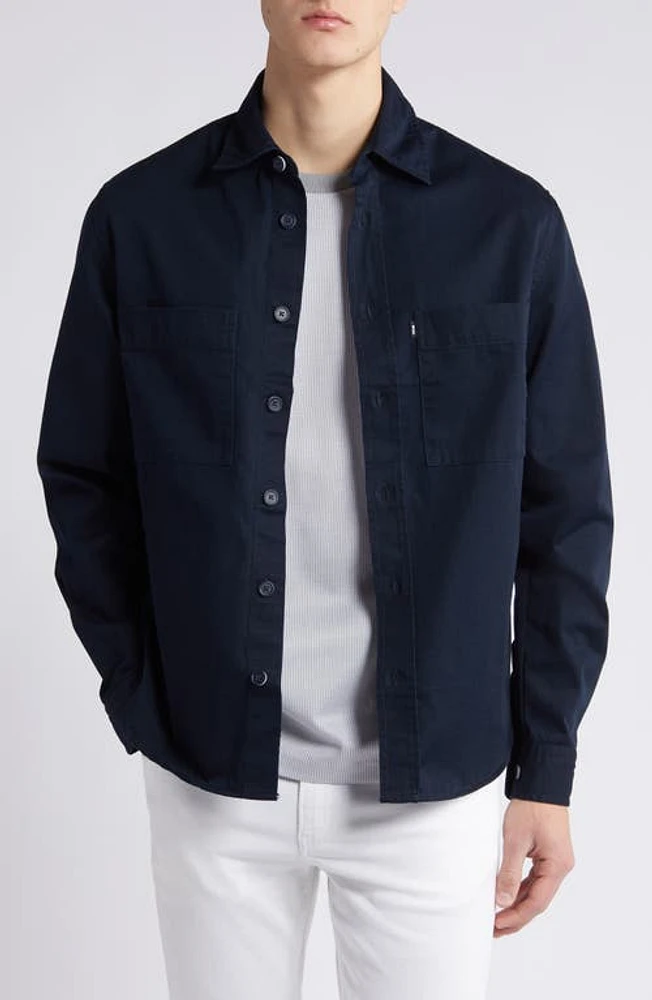 BOSS Owen Solid Button-Up Shirt Dark Blue at Nordstrom,