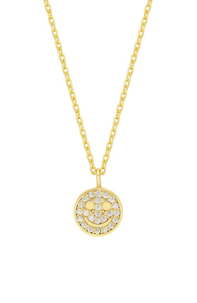 Estella Bartlett Pavé Smiley Face Necklace in Gold at Nordstrom