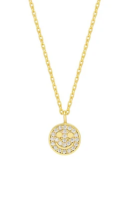 Estella Bartlett Pavé Smiley Face Necklace in Gold at Nordstrom