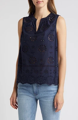 caslon(r) Sleeveless Eyelet Top at Nordstrom,