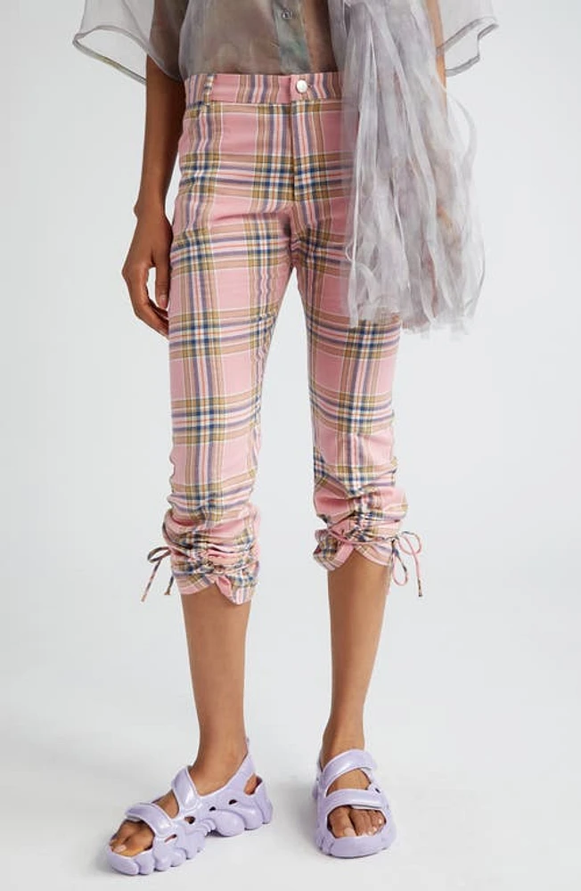 Collina Strada Maldives Plaid Drawstring Leg Capri Pants in Pink Plaid at Nordstrom, Size X-Small