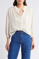 SESSÙN Amalia Stripe Jacquard Button-Up Shirt Fleur De Sel at Nordstrom,