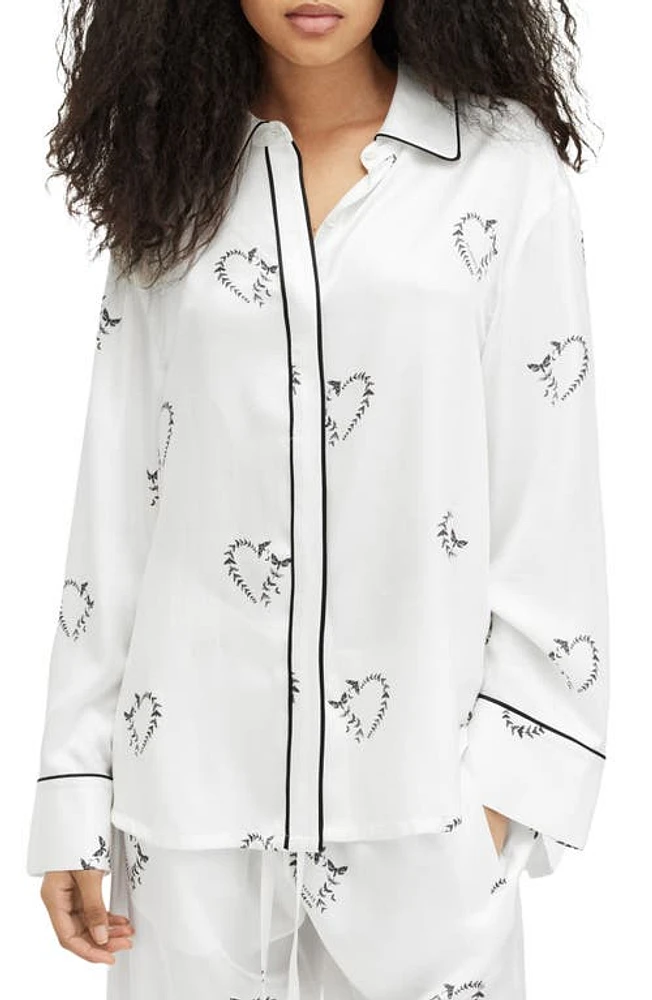 AllSaints Sofi Escalera Button-Up Shirt Ecru White at Nordstrom,