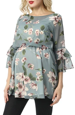 Kimi and Kai Audrey Floral Maternity/Nursing Popover Blouse Multicolored at Nordstrom,