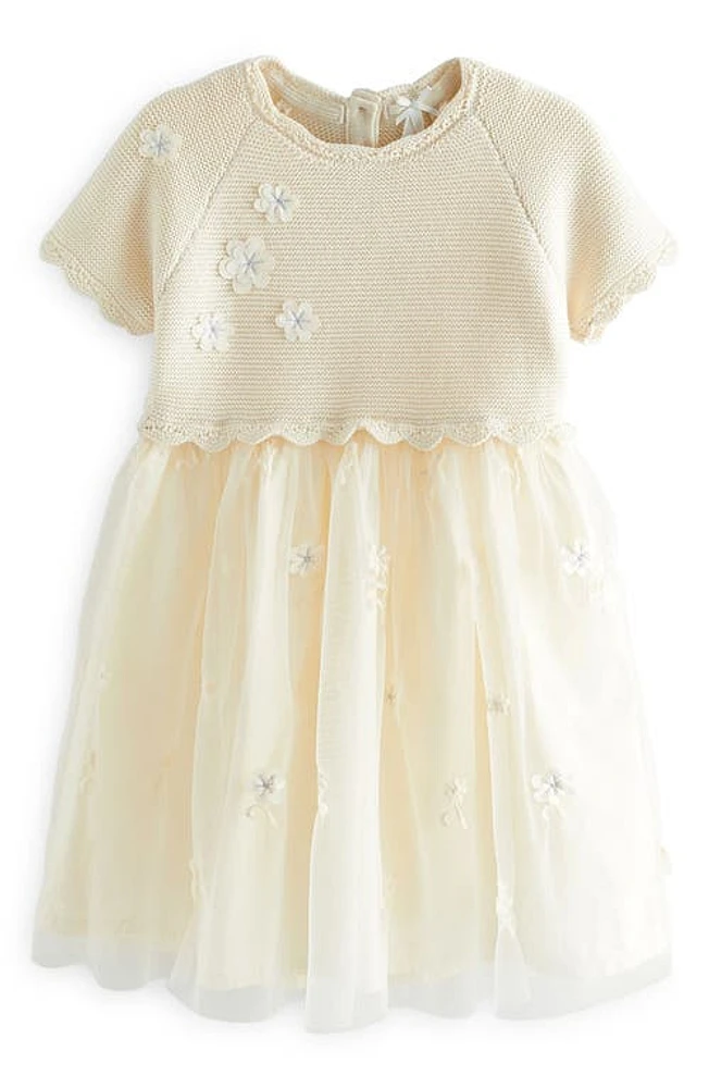 NEXT Kids' Floral Embroidered Party Dress Ivory at Nordstrom,