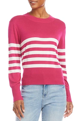 Karen Kane Stripe Crewneck Sweater W/Off White at Nordstrom,