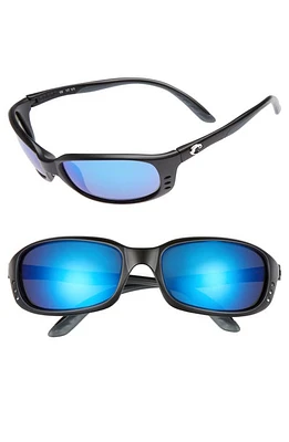 Costa Del Mar Brine 60mm Polarized Sunglasses in Black/Blue Mirror at Nordstrom