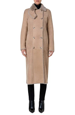 Akris punto Double Breasted Genuine Shearling Leather Coat in 033 Malt at Nordstrom, Size 10