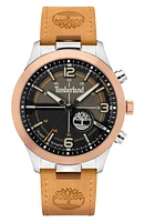 Timberland Sullivan Leather Strap Watch, 44mm in Wheat at Nordstrom