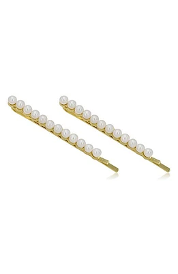 Brides & Hairpins Adaline 2-Piece Imitation Pearl Bobby Pin Set in Gold at Nordstrom